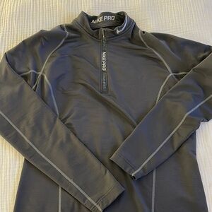 Nike Pro Size M Dark Gray Quarter Zip Top